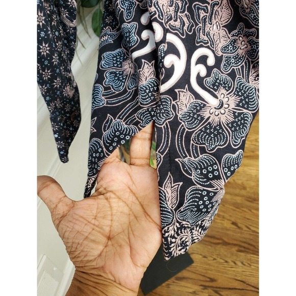 D & N Mens Black Floral Polyester Collared Long Sleeve Buttons Down Shirt Size L - Picture 7 of 12